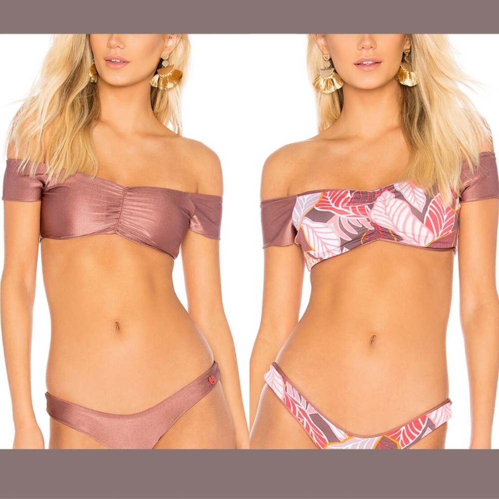 NWT Maaji Shimmering Cognac Cumbia‎ Bikini Top in Coper Pink [SZ Small ]